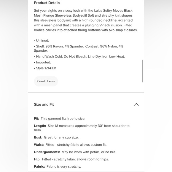 Lulus Sultry Moves Mesh Plunge Sleeveless bodysuit. Size M. - Picture 7 of 7